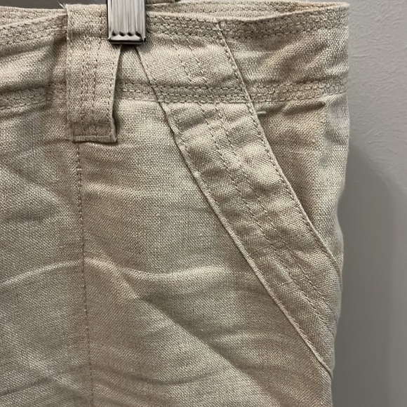 Charter Club Linen Trousers Pants Cropped Classic Fit Size 16 Tan Wide Leg - Picture 3 of 7